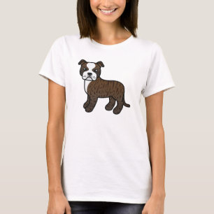 Camiseta Staffordshire Bull Terrier atigrado y blanco