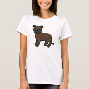 Camiseta Staffordshire Bull Terrier Cartoon Manchado