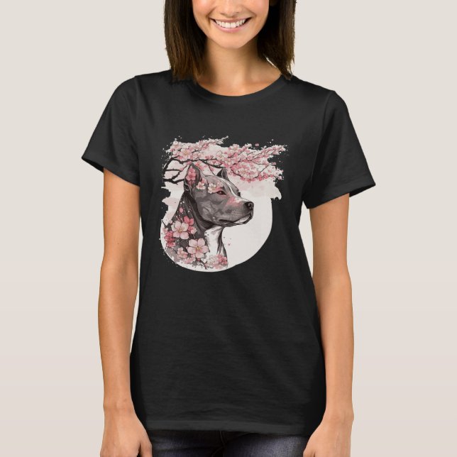 Camiseta Staffordshire Bull Terrier Cherry Blossom Dog Bree (Anverso)