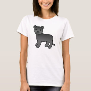 Camiseta Staffordshire Bull Terrier de dibujos animados neg