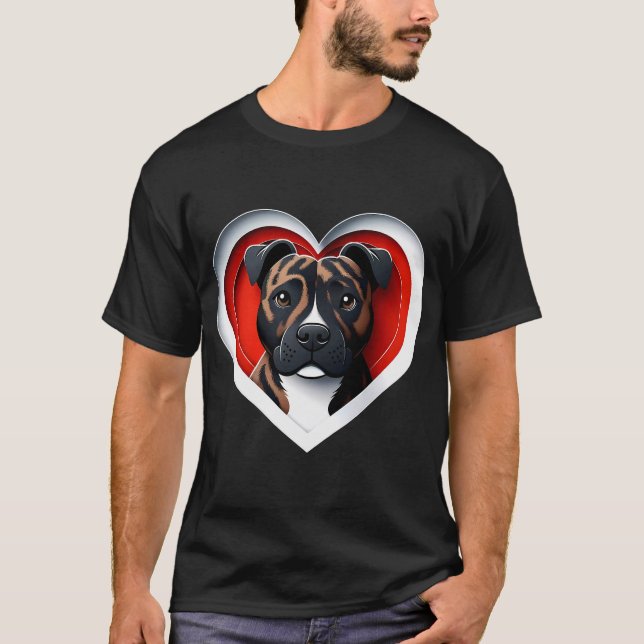 Camiseta Staffordshire Bull Terrier Heart Cute Staffy Puppy (Anverso)