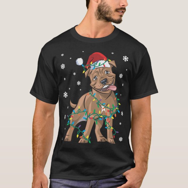 Camiseta Staffordshire Pit Bull Terrier Navidades envueltos (Anverso)