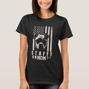Camiseta Staffy Dog Mom American Flag Regalos para mujeres 