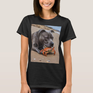 Camiseta Staffy es amigo de un cangrejo de playa,