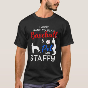 Camiseta Staffy Funny Dueño de Perros de Béisbol Lover Xmas
