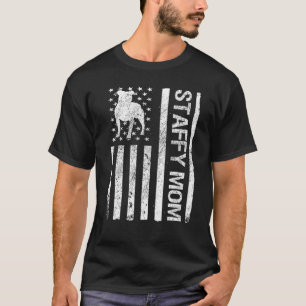 Camiseta Staffy Mom USA Flag Mascota Staffordshire Bull Ter
