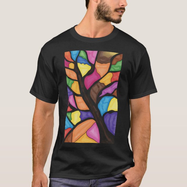 Camiseta Stain glass tree art  (Anverso)