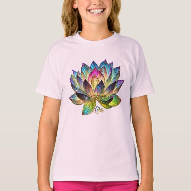 Camiseta Stained Glass Colorful Lotus Flower  (Anverso)