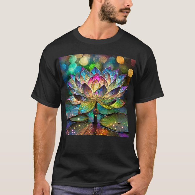 Camiseta Stained Glass Vibrant Lotus Flower (Anverso)