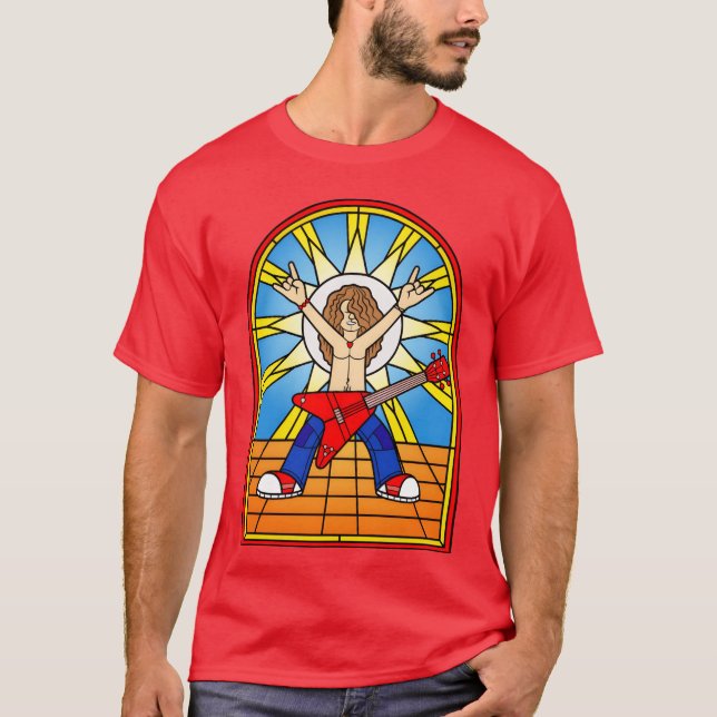 Camiseta Stained Glass Window Rock Music Guitarist vintage (Anverso)