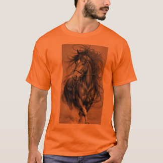 Camiseta Stallion majestuoso en Saffron: T-Shi audaz y eleg
