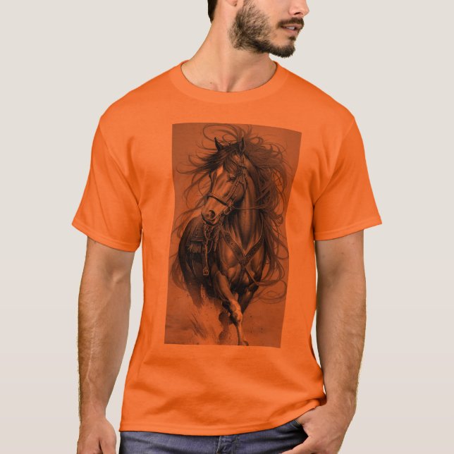 Camiseta Stallion majestuoso en Saffron: T-Shi audaz y eleg (Anverso)