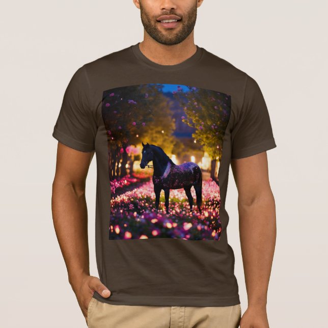 Camiseta Stallion Starlit en un jardín de flores (Anverso)