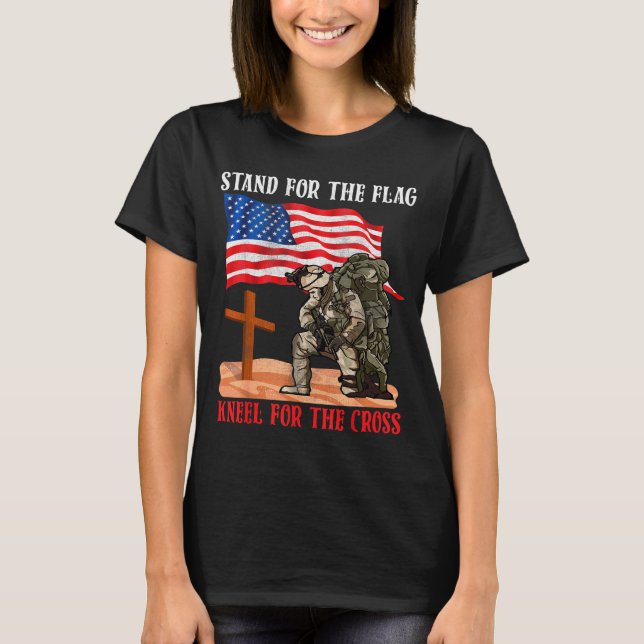 Camiseta Stand For The Flag Kneel For The Cross Patriotic C (Anverso)