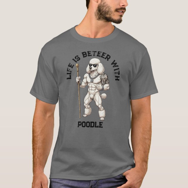 Camiseta Standard Poodle , muscular, tattooed, bodybuilder (Anverso)
