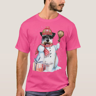 Camiseta Standard Schnauzer Snowman Snow Night Christmas Do