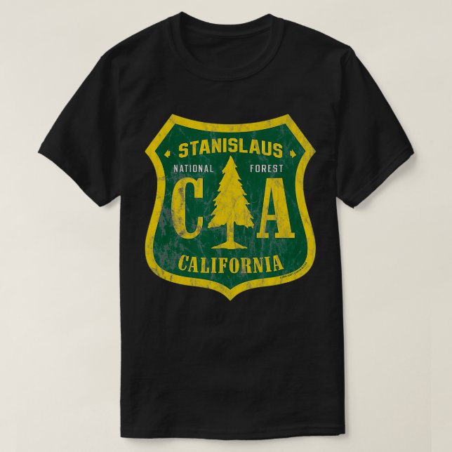 Camiseta Stanislaus National Forest California Shield Vinta (Diseño del anverso)