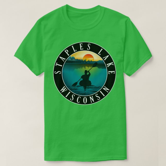 Camiseta Staples Lake Wisconsin Kayaking (Diseño del anverso)