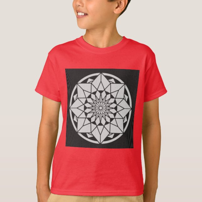 Camiseta Star Mandala tejiendo blanco y negro (Anverso)