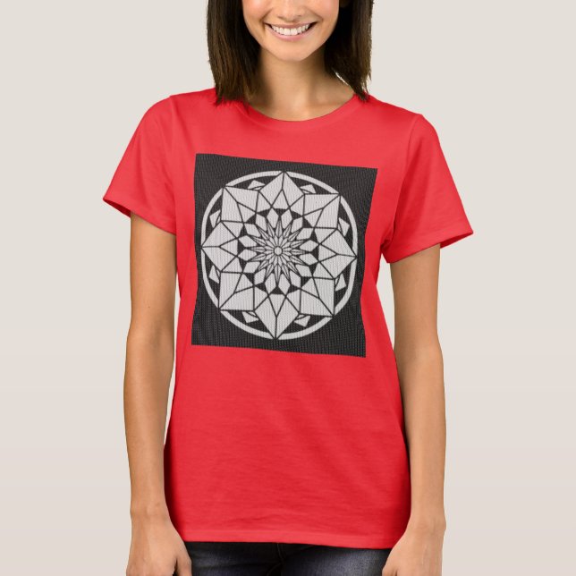 Camiseta Star Mandala tejiendo blanco y negro (Anverso)