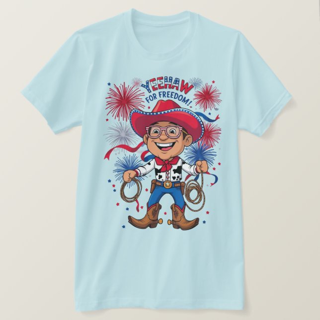 Camiseta Star-Spangled Cowboy – 4th of July Celebration Des (Anverso del diseño)