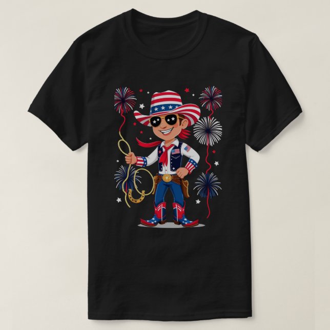 Camiseta Star-Spangled Cowboy – 4th of July Celebration Des (Diseño del anverso)