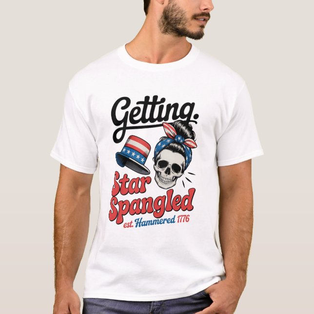 Camiseta Star Spangled Hammered Skull (Anverso)