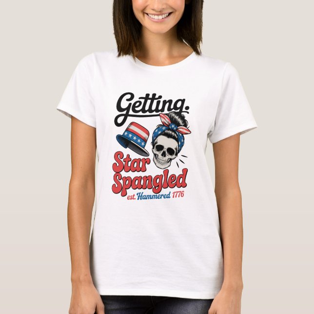 Camiseta Star Spangled Hammered Skull (Anverso)