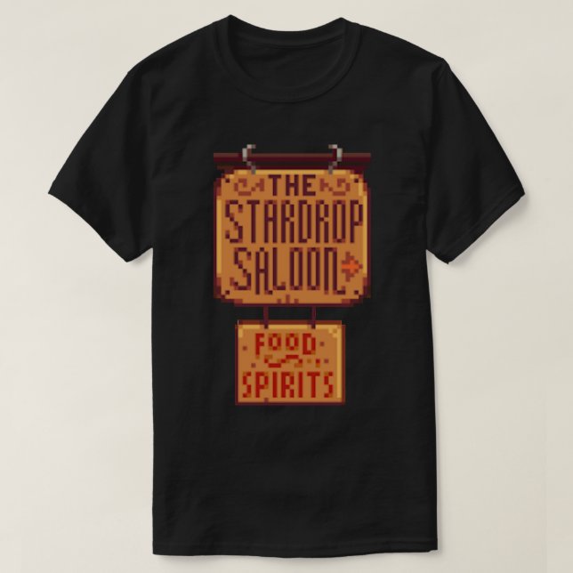 Camiseta Stardew Valley Stardrop Saloon Pegatina (Diseño del anverso)
