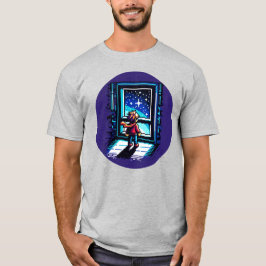 Camiseta Stargazer en la ventana Dreamy Pixel Art Night Sky
