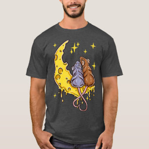 Camiseta Stargazing Mice On Moon Cheese Cute GraphicT-Shirt