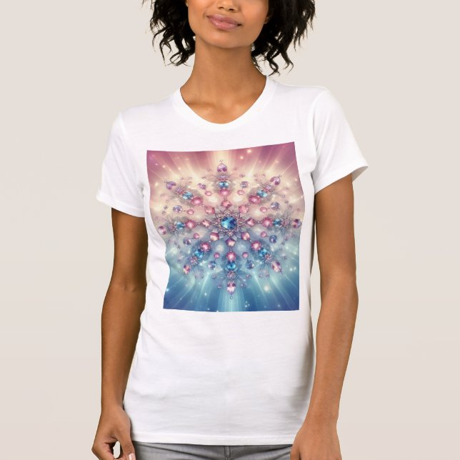 Camiseta Starlight Crystal Snowflake — Pastel Gem Mandala (Anverso)