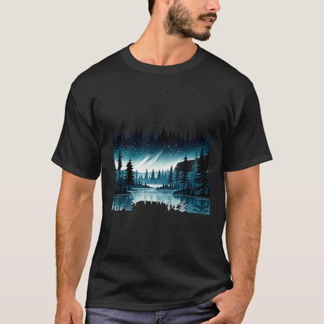 Camiseta Starlit Forest Aurora borealis (Anverso)