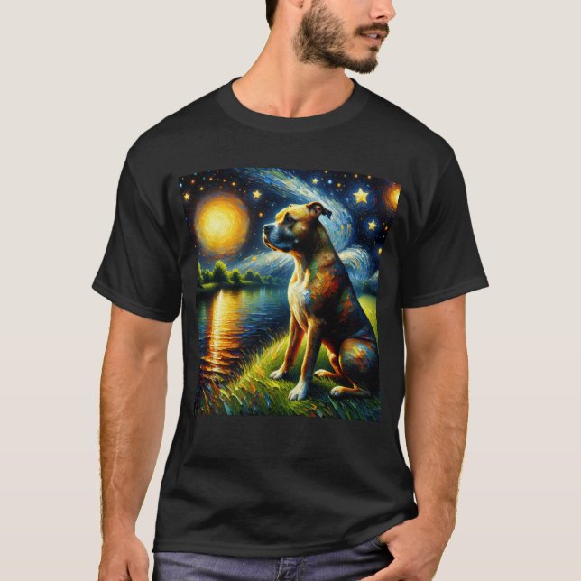 Camiseta Starry Night American Staffordshire Terrier Dog (Anverso)