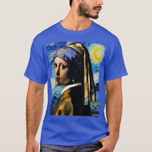Camiseta Starry Night and Girl With a Pearl Earring Van Gog