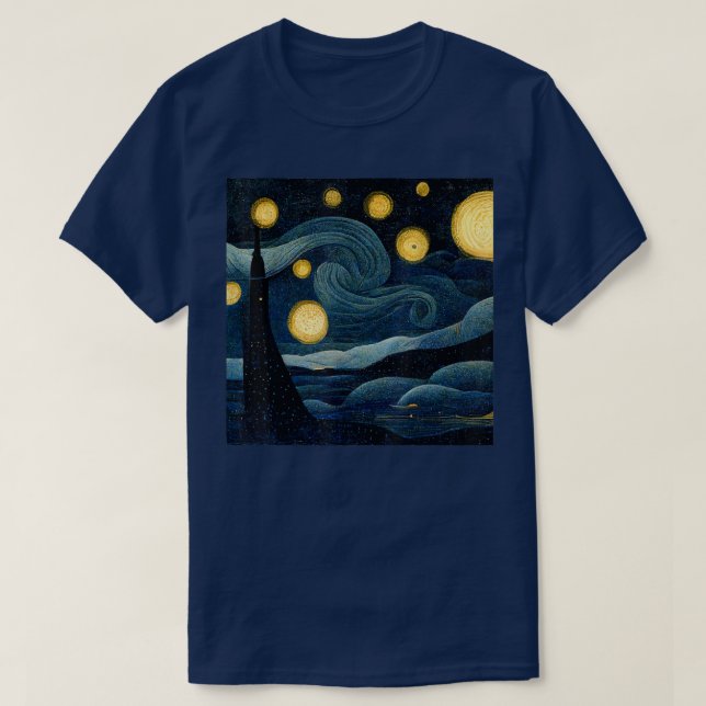 Camiseta Starry Night Art Deco Vincent van Gogh Art 280 (Diseño del anverso)