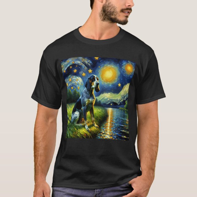 Camiseta Starry Night Bluetick Coonhound Dog Van Gogh Lover (Anverso)