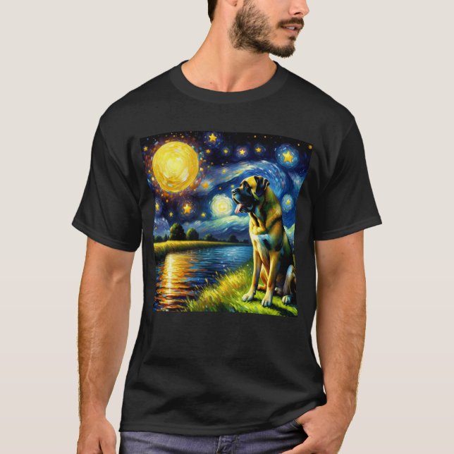 Camiseta Starry Night Boerboel Dog Van Gogh Lover (Anverso)