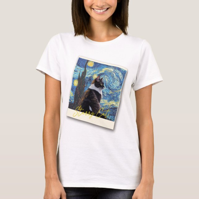 Camiseta Starry night cat (Anverso)