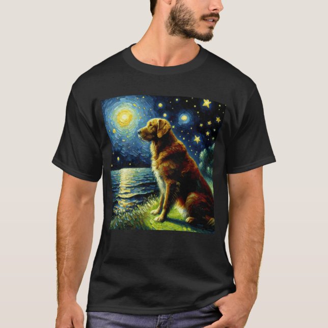 Camiseta Starry Night Chesapeake Bay Retriever Dog Van (Anverso)