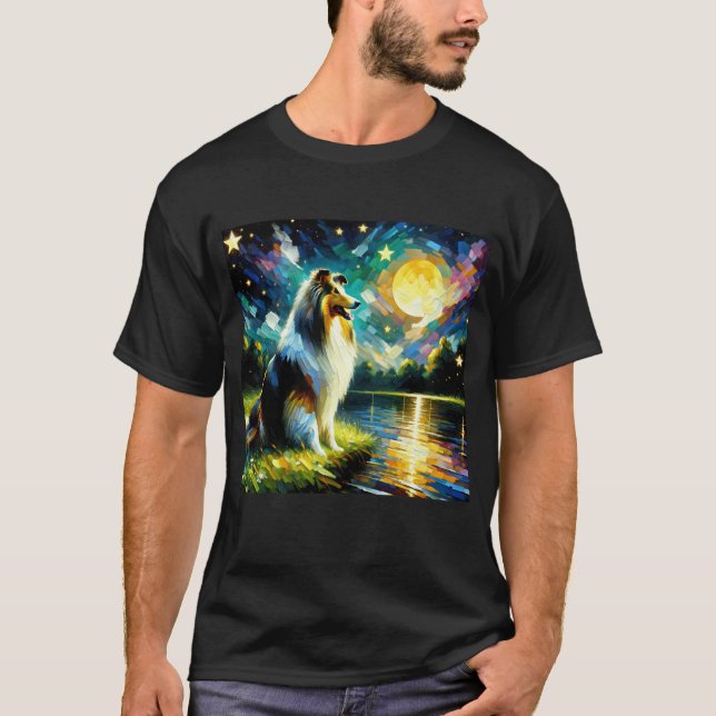 Camiseta Starry Night Collie Dog Van Gogh Lover (Anverso)