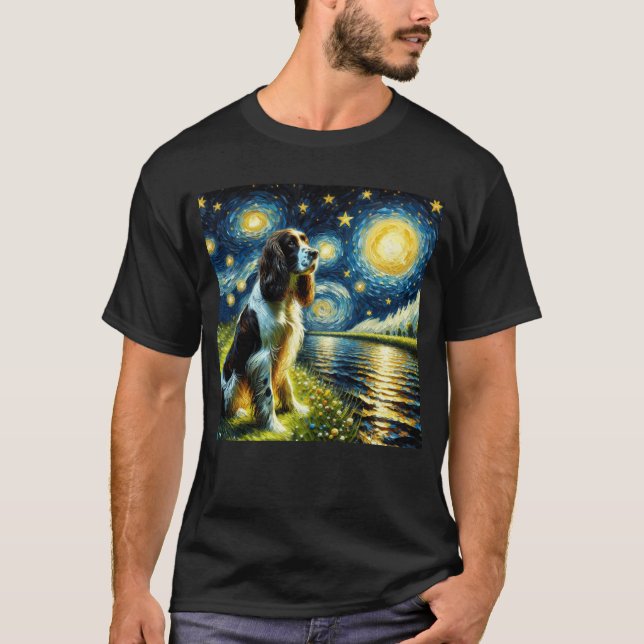 Camiseta Starry Night English Springer Spaniel Dog Van (Anverso)