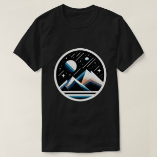 Camiseta Starry Night Geometric Mountains Art contemporáneo
