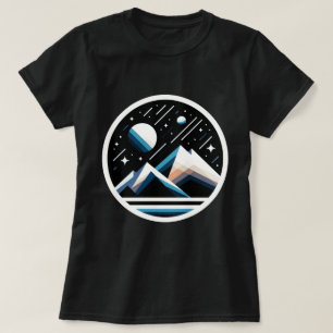 Camiseta Starry Night Geometric Mountains Art contemporáneo