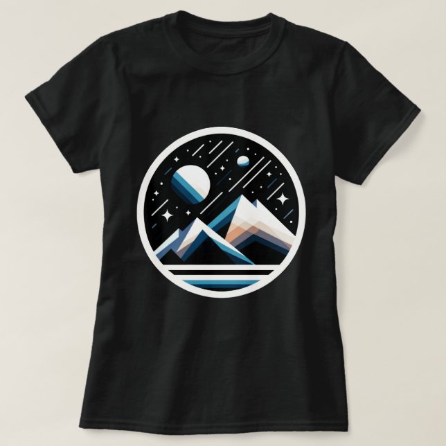 Camiseta Starry Night Geometric Mountains Art contemporáneo (Diseño del anverso)