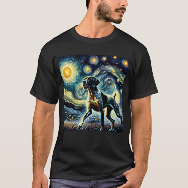 Camiseta Starry Night German Shorthtransmitió Pointer Van G (Anverso)
