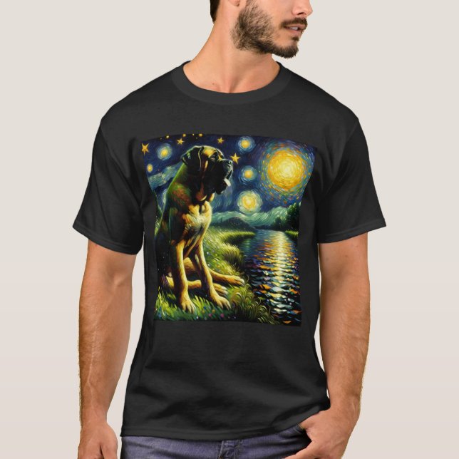 Camiseta Starry Night Mastiff Dog Van Gogh Lover (Anverso)