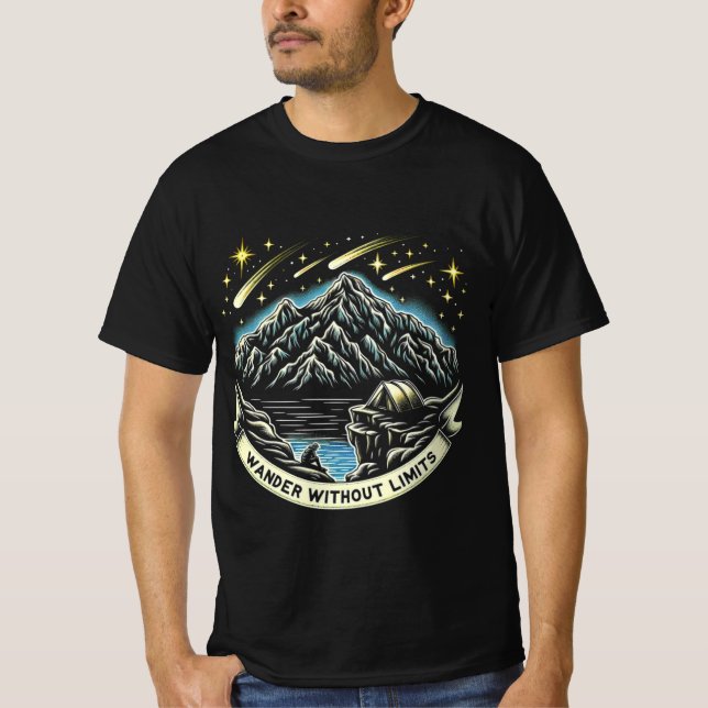 Camiseta Starry Night Mountain & Camping (Anverso)