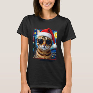 Camiseta Starry Night Orange Tabby Cat Christmas