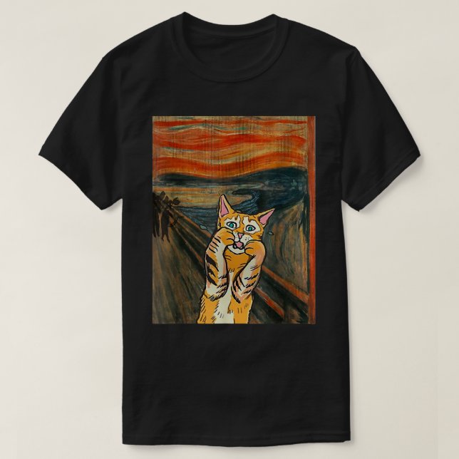 Camiseta Starry Night Scream Cat Art Parody Van Gogh Funny  (Diseño del anverso)